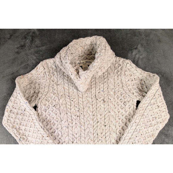 Aran Mor Sweaters - Aran Mór Ireland 100% Merino Wool Cable‎ Knit Cowl Neck Sweater Oatmeal  F233